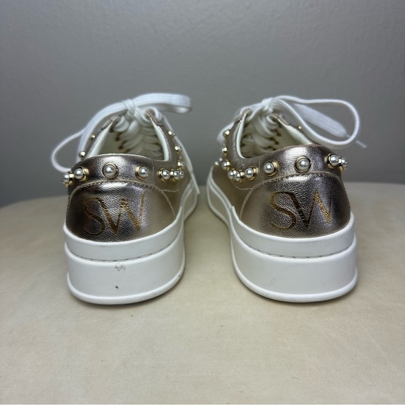 Stuart Weitzman Metallic Gold Pearly Low-Top Sneaker Sz 6 - Picture 4 of 8